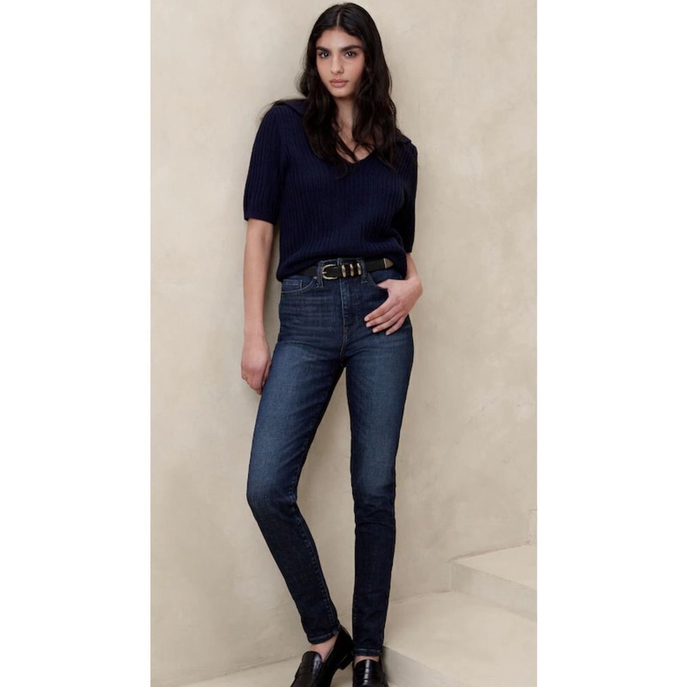 Banana Republic Womens High Rise Skinny Denim Jeans‎ Dark Wash Blue Size 27